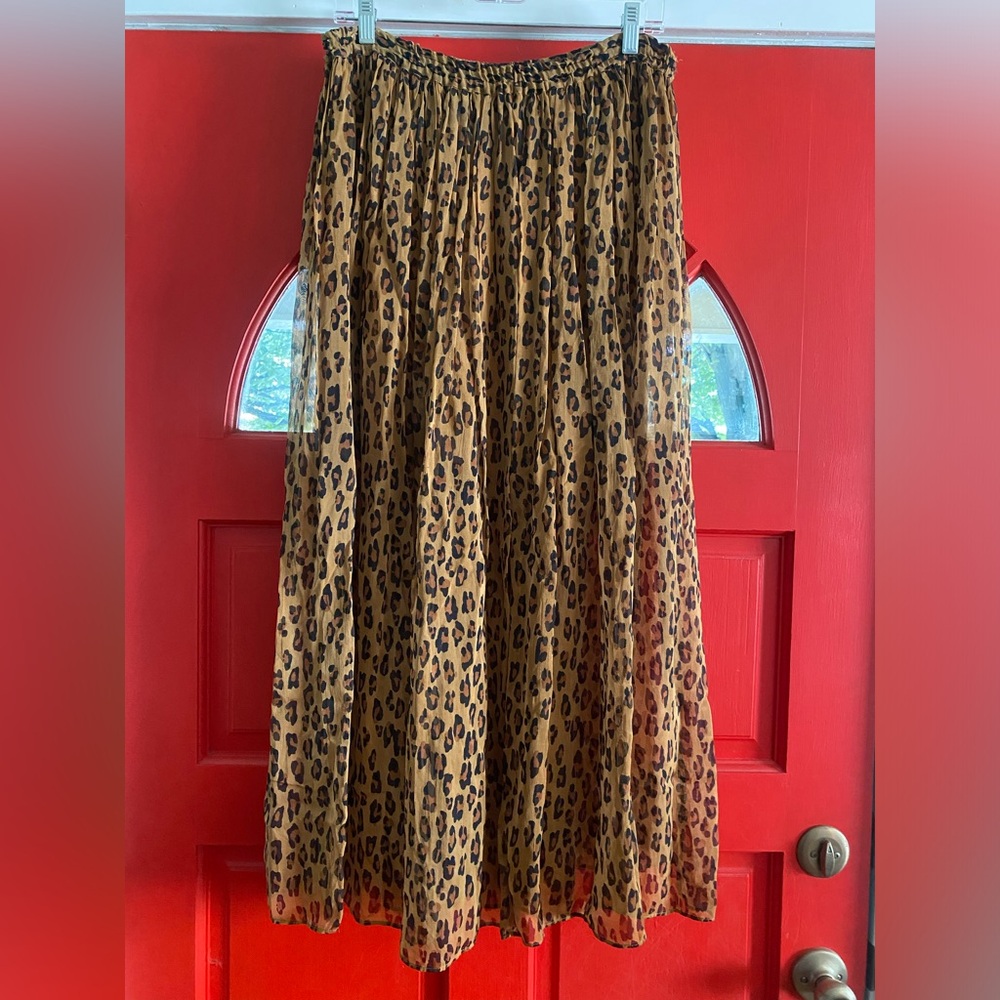 Free People Leopard Midi Skirt